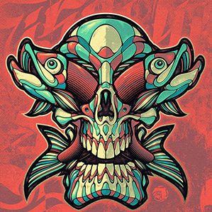 Skull with Fisheyes 插圖，數(shù)碼藝術，印刷設計 Absorb81 Craig Patterson