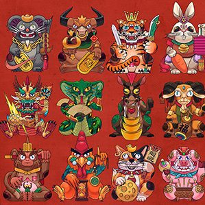 十二生肖招財(cái)貓 原創(chuàng)作品 / 插畫 / 商業(yè)插畫 LUCKY ZODIAC 作者：曾仙桃
