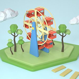 C4D卡通IP形象背景設計，3D場景c4d模型工程源文件，三維建模設計素材