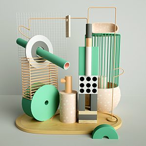 C4D卡通IP形象背景設計，3D場景c4d模型工程源文件，三維建模設計素材