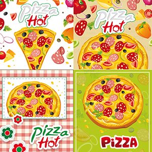 卡通pizza矢量素材，卡通,pizza,披薩,火腿,番茄,矢量素材,EPS格式 素材分類(lèi)：矢量美食